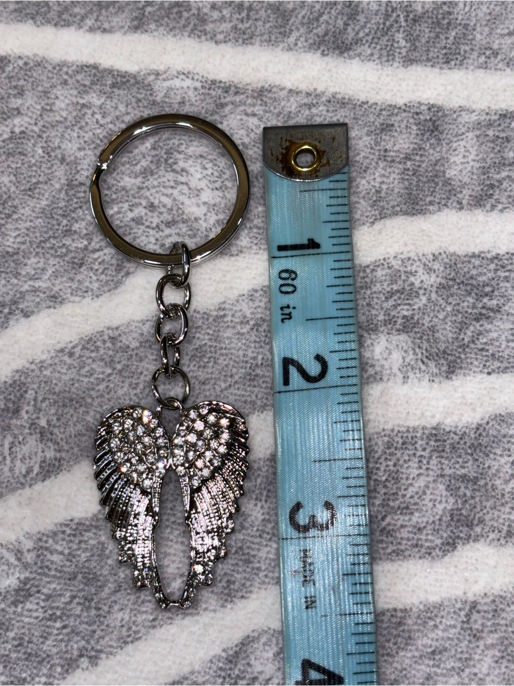 Angel Wing Sparkling Silver Pendant Keychain, Bag Charm, New - Picture 8 of 8